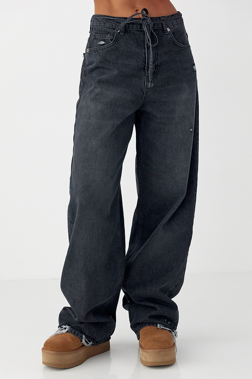 Джинси палаццо з рваним ефектом  LX-10708809