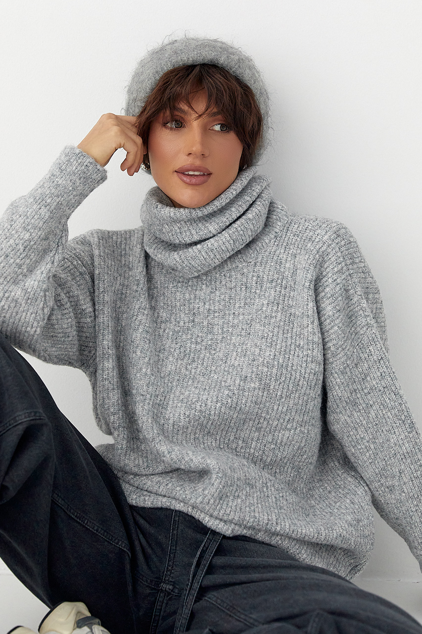 Жіноча в'язана туніка з високою горловиною  LX-10709310