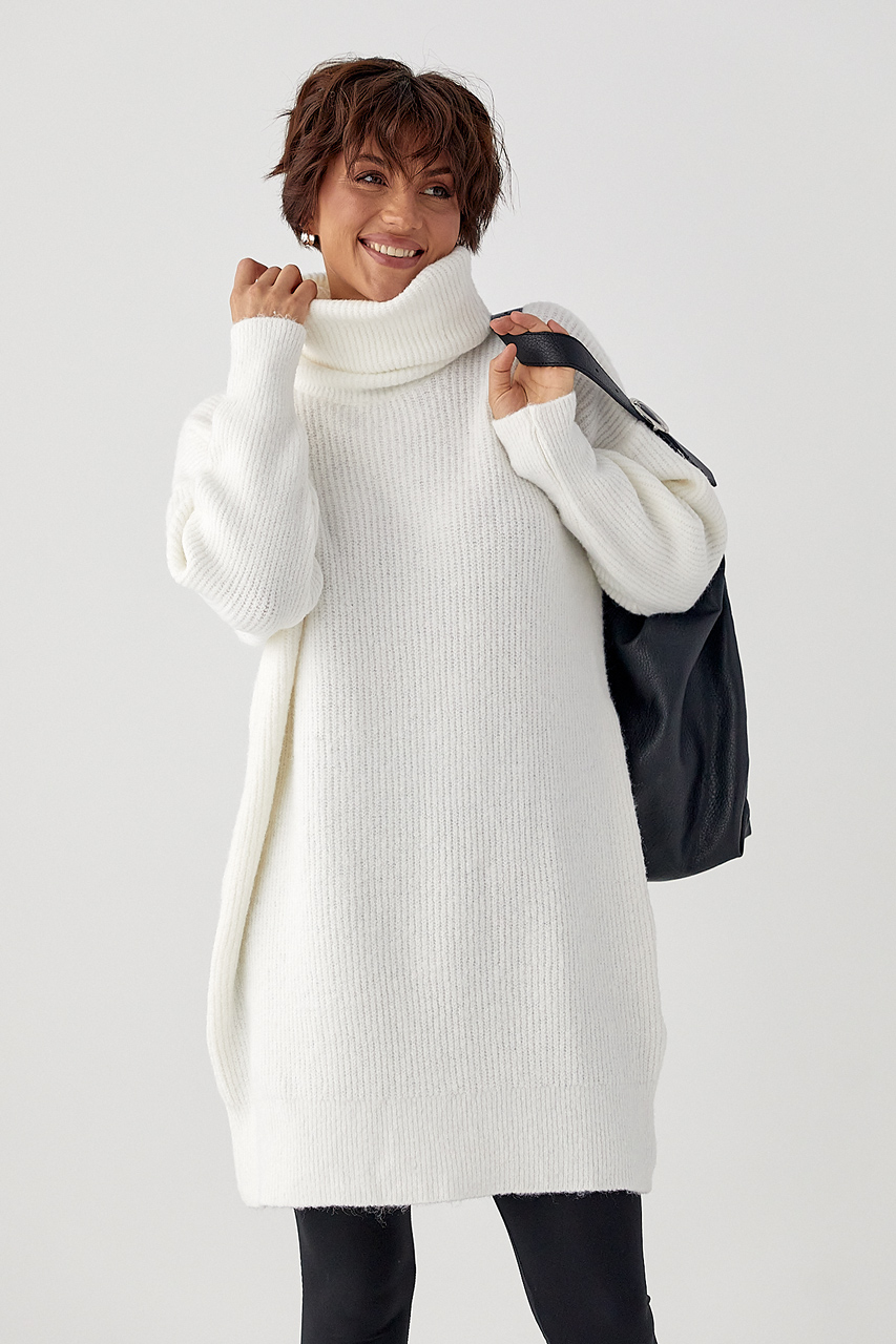 Жіноча в'язана туніка з високою горловиною LX-10709347 Жіноча в'язана туніка з високою горловиною LX-10709347