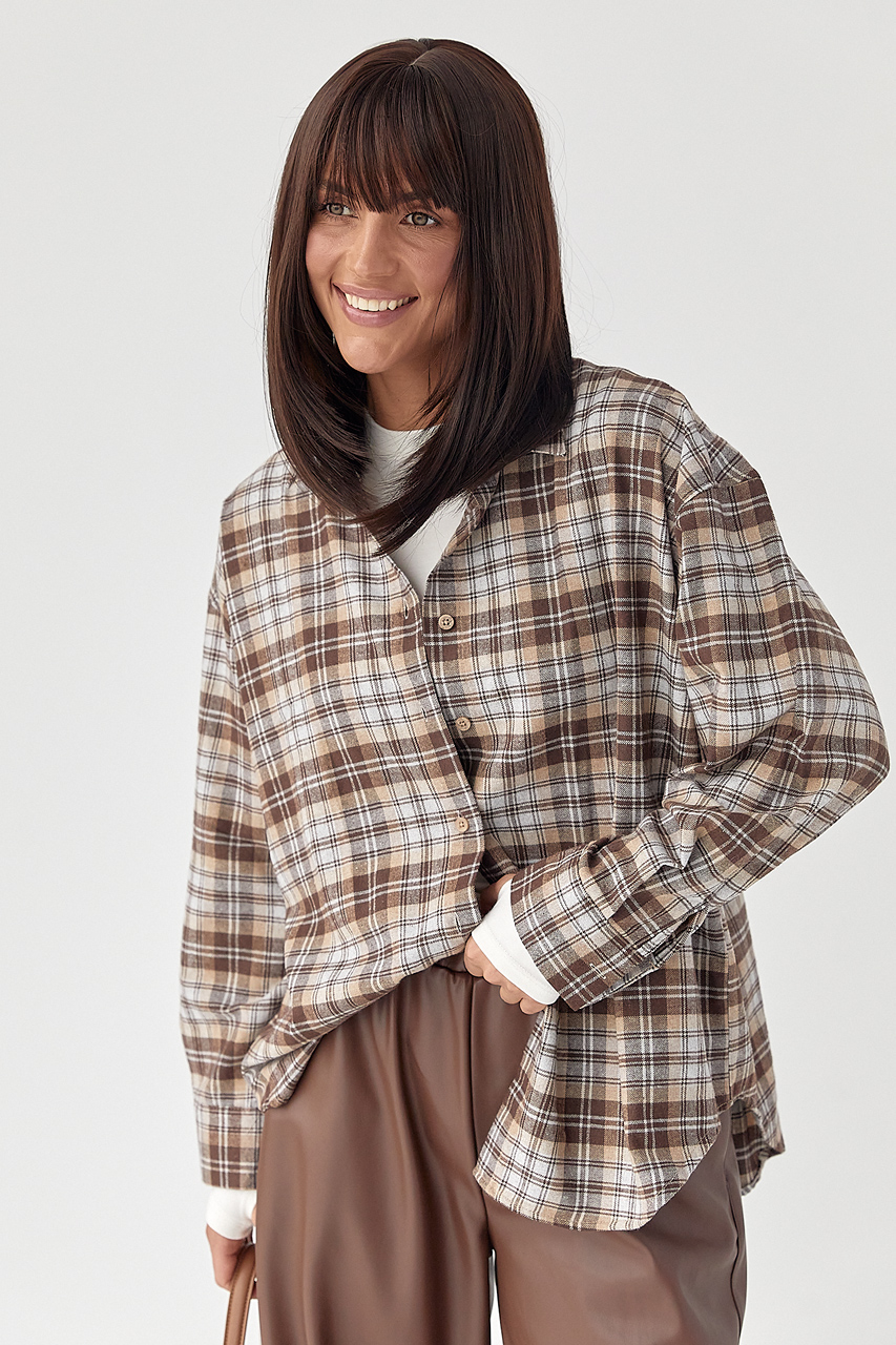 Сорочка в клітинку з подовженою спинкою  LX-10710228