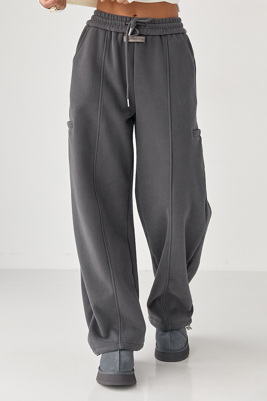 Однотонні теплі спортивні штани із затяжками внизу LX-10710810 Однотонні теплі спортивні штани із затяжками внизу LX-10710810