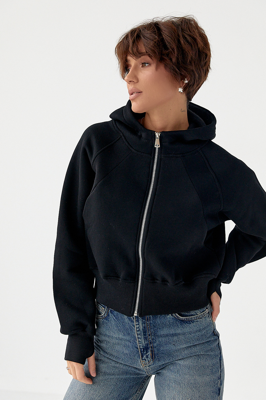 Утеплене коротке худі на блискавці  LX-10710909