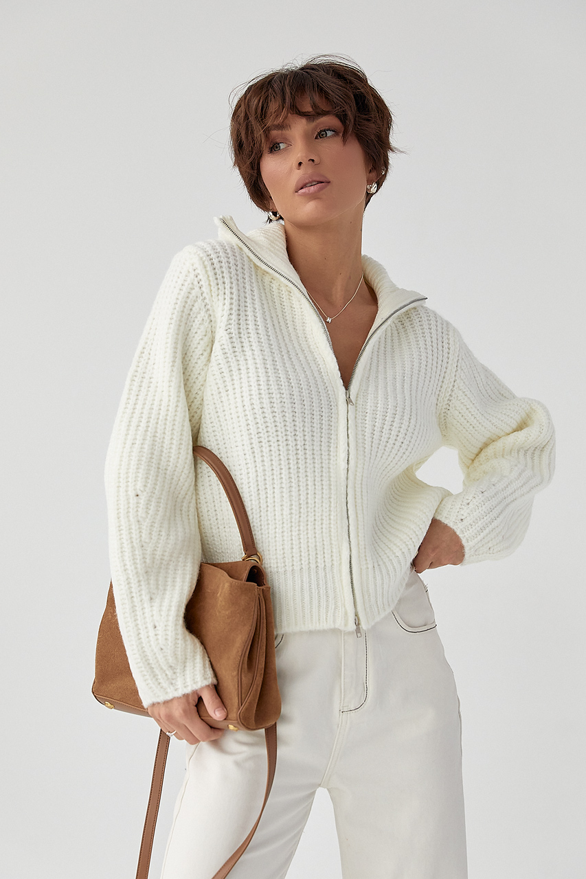 Кардиган на блискавці з крупної в'язки  LX-10711147