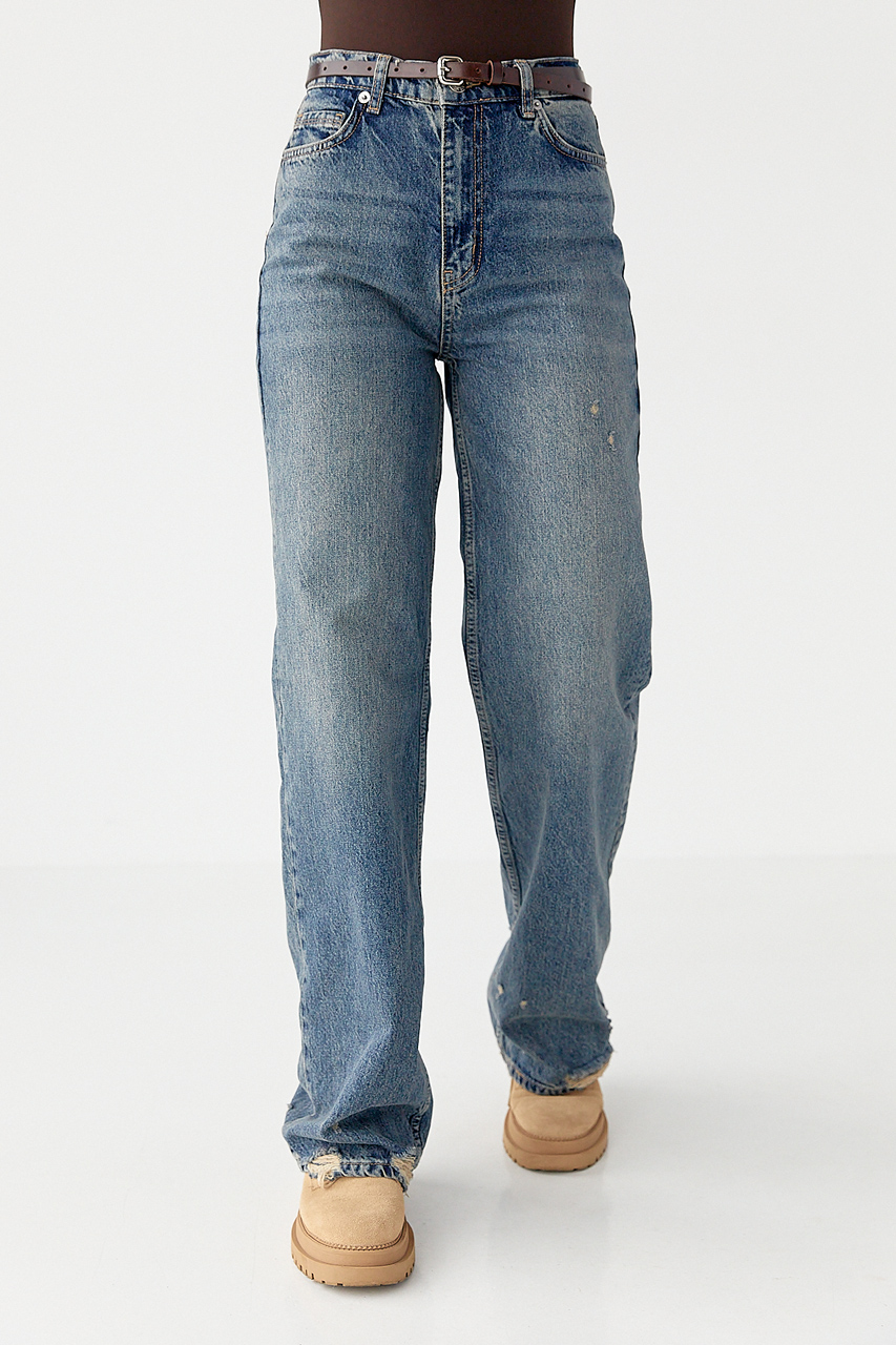 Джинси  Straight leg з потертостями  LX-10711540