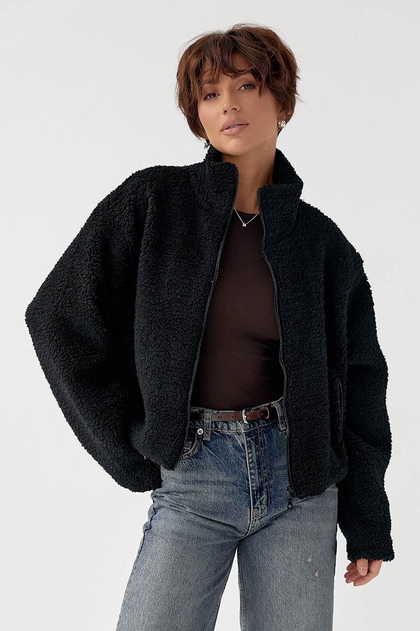 Жіночий кардиган із хутра Тедді на блискавці LX-10711609 Жіночий кардиган із хутра Тедді на блискавці LX-10711609