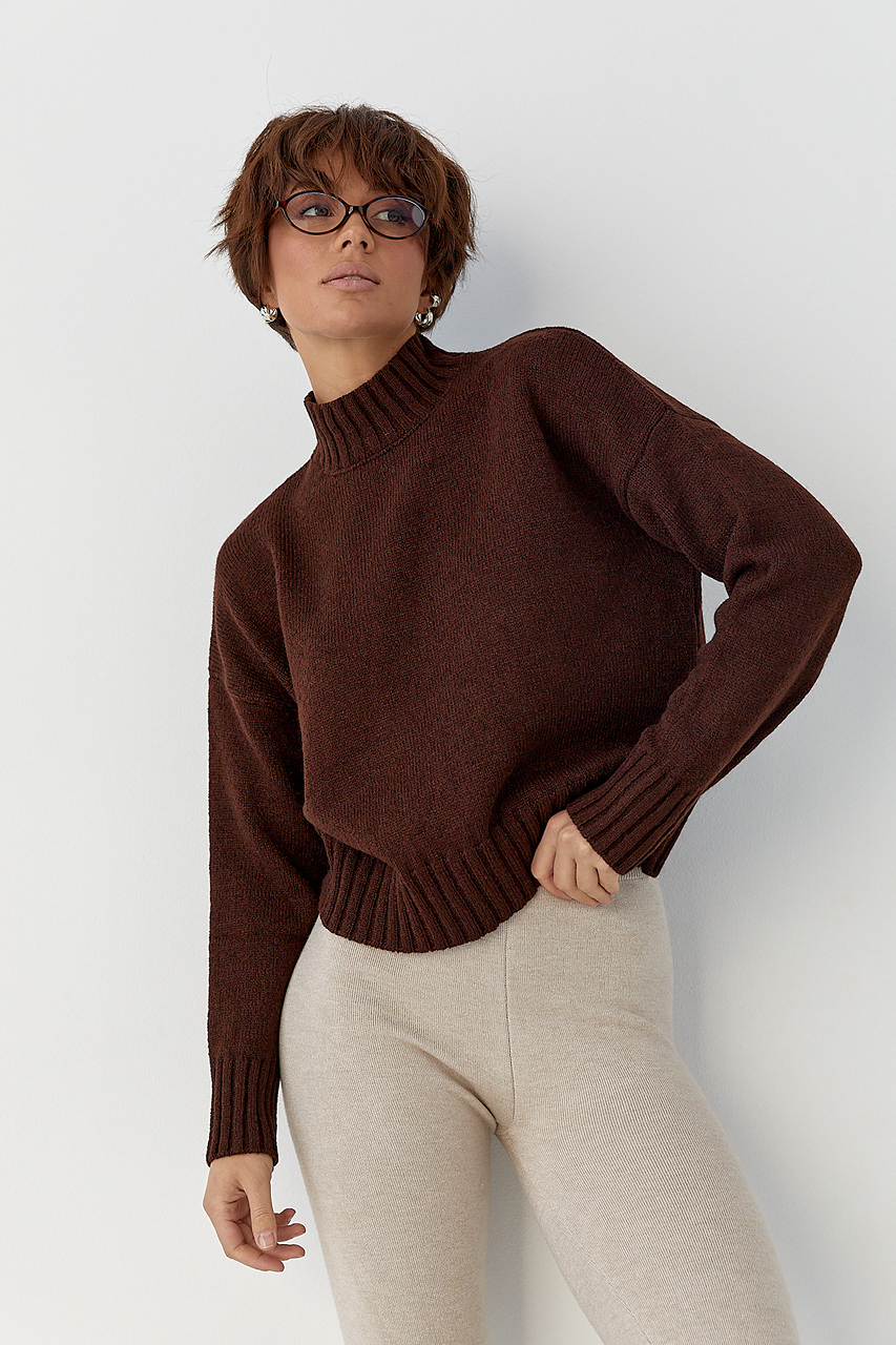 В'язаний светр з горловиною-стійкою  LX-10712128