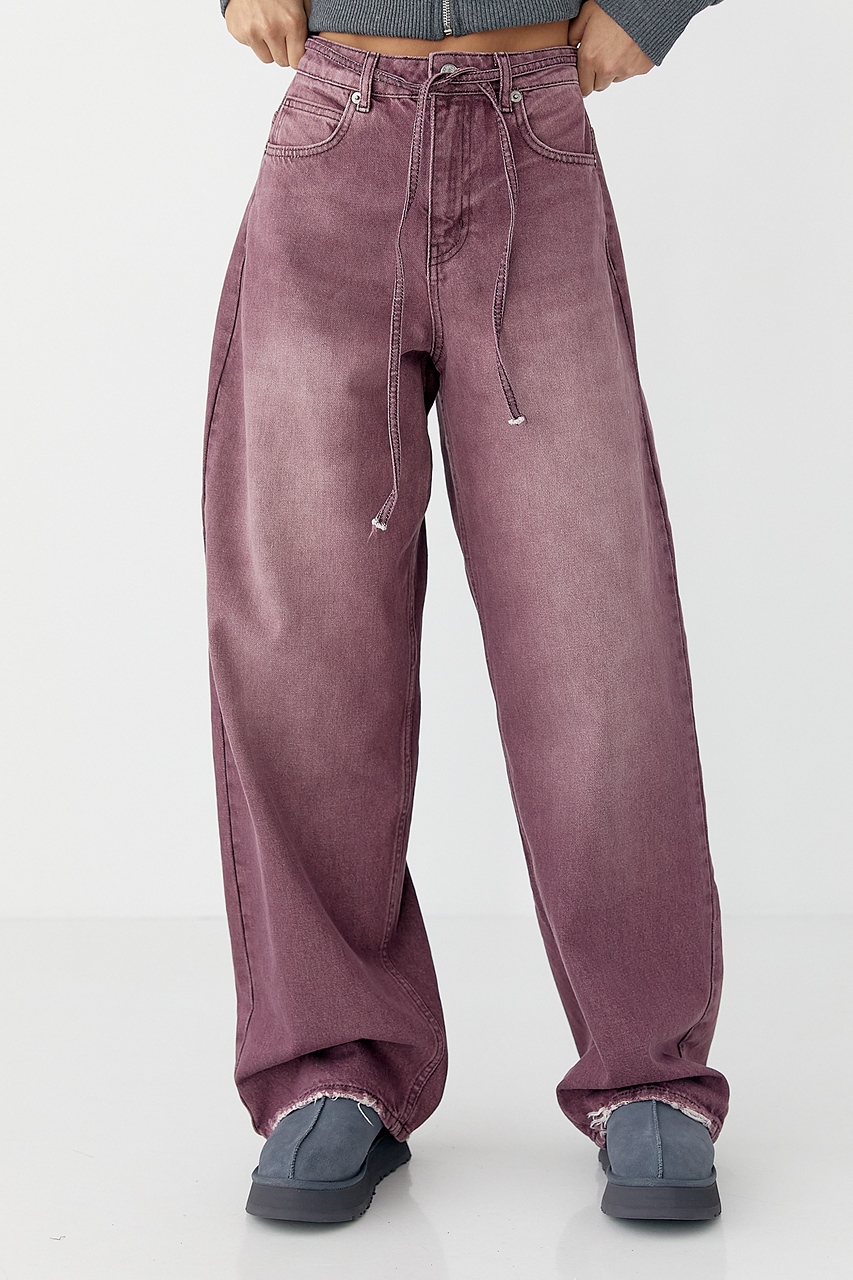 Кольорові джинси Baggy на зав'язках  LX-10712235