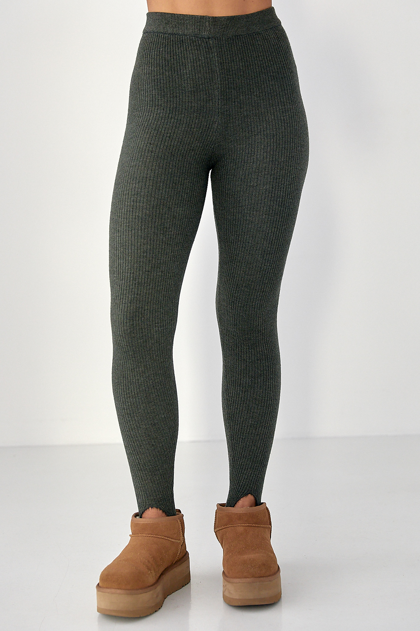 Утеплені лосини в рубчик зі штрипками