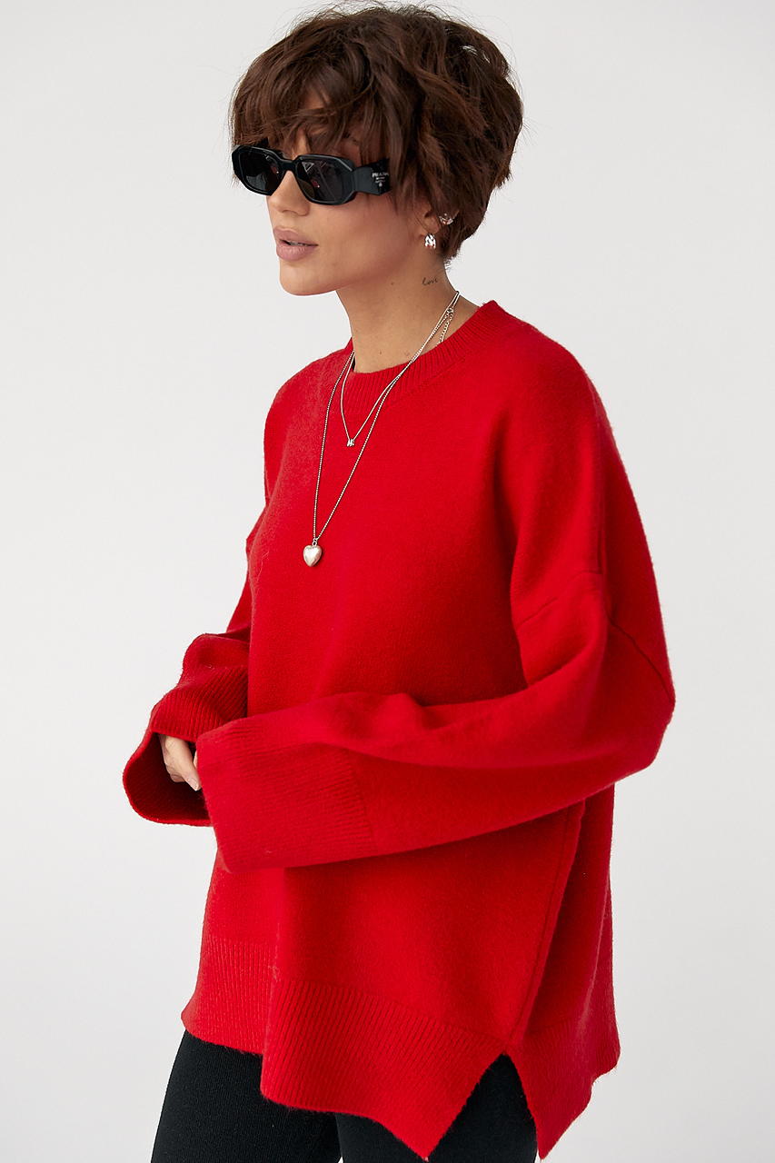 В'язана кофта оверсайз із розрізами  LX-10714621