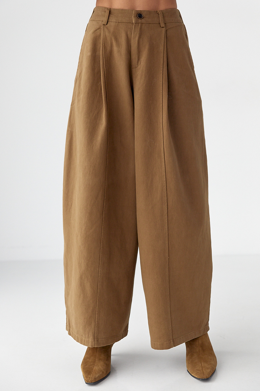 Котонові штани-палаццо зі складками