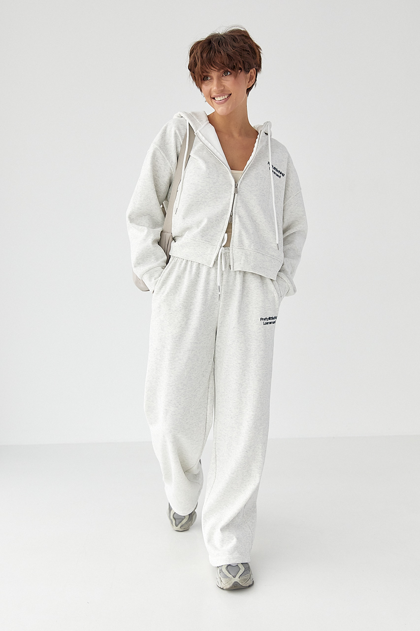 Утеплений спортивний костюм із худі та прямими штанами