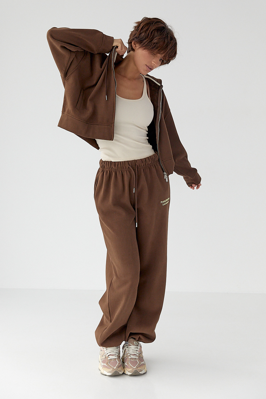 Утеплений спортивний костюм із худі та прямими штанами