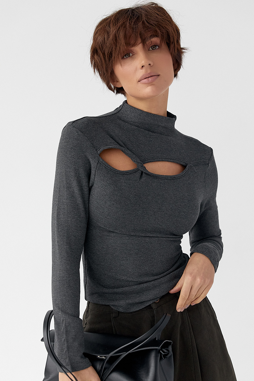 Трикотажний однотонний лонг із переплетом