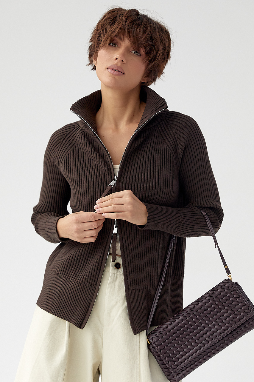 Кардиган в рубчик на блискавці  LX-10716051