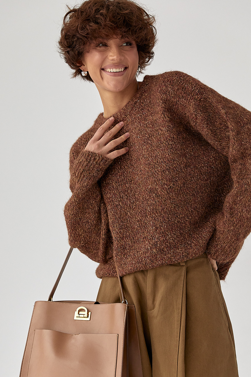 В'язана вільна кофта меланж LX-10716828 В'язана вільна кофта меланж LX-10716828