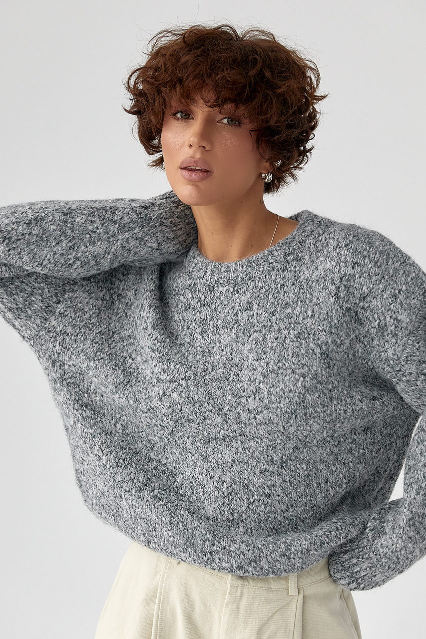 В'язана вільна кофта меланж LX-10716810 В'язана вільна кофта меланж LX-10716810