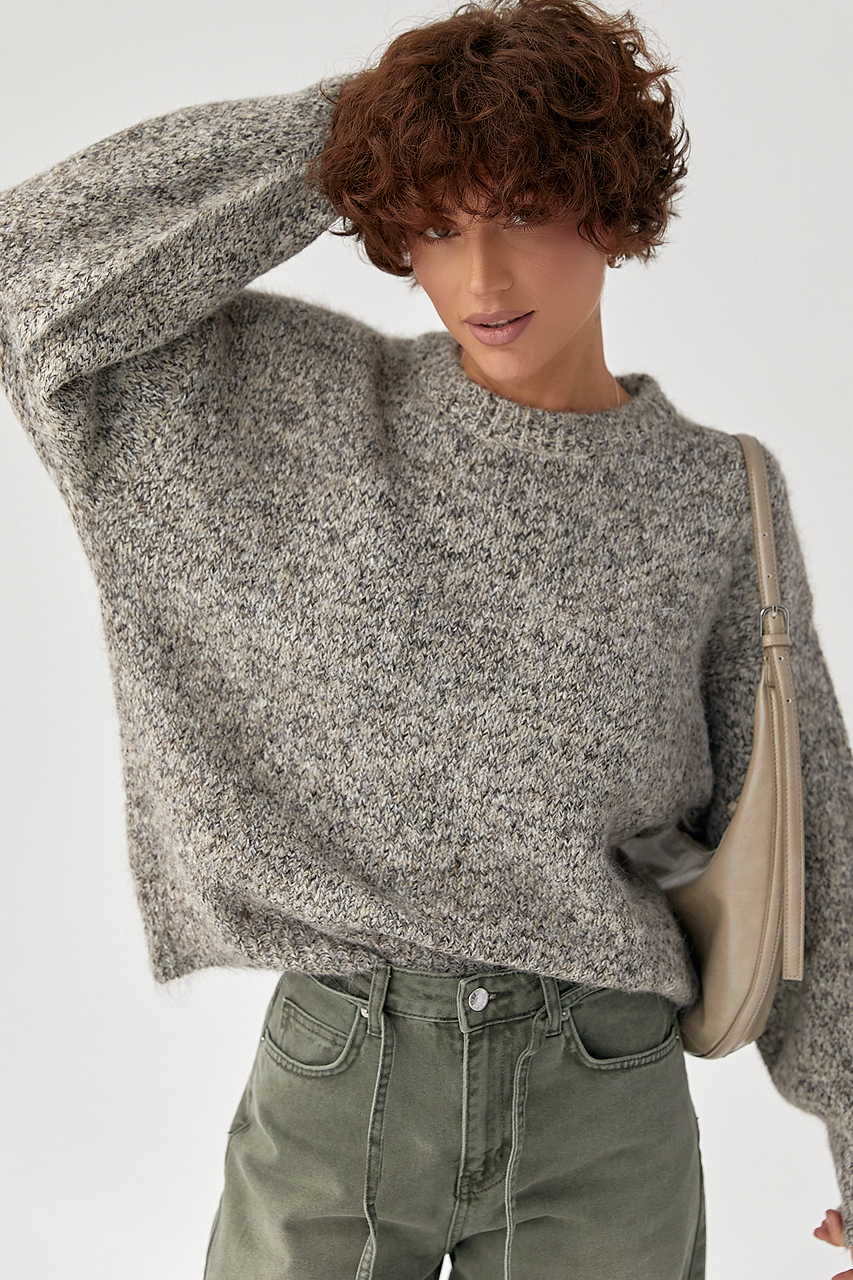 В'язана вільна кофта меланж LX-10716815 В'язана вільна кофта меланж LX-10716815