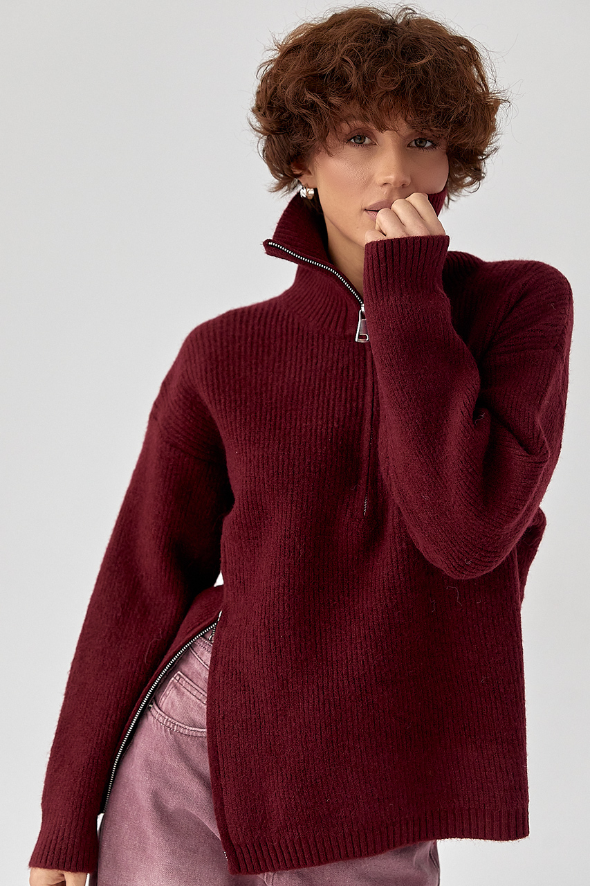 В'язана жіноча кофта з блискавками LX-10717135 В'язана жіноча кофта з блискавками LX-10717135