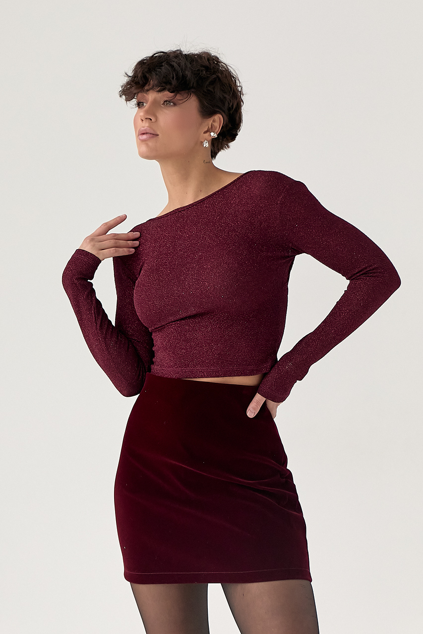 Лонгслів із люрексу з оголеною спиною  LX-10717335