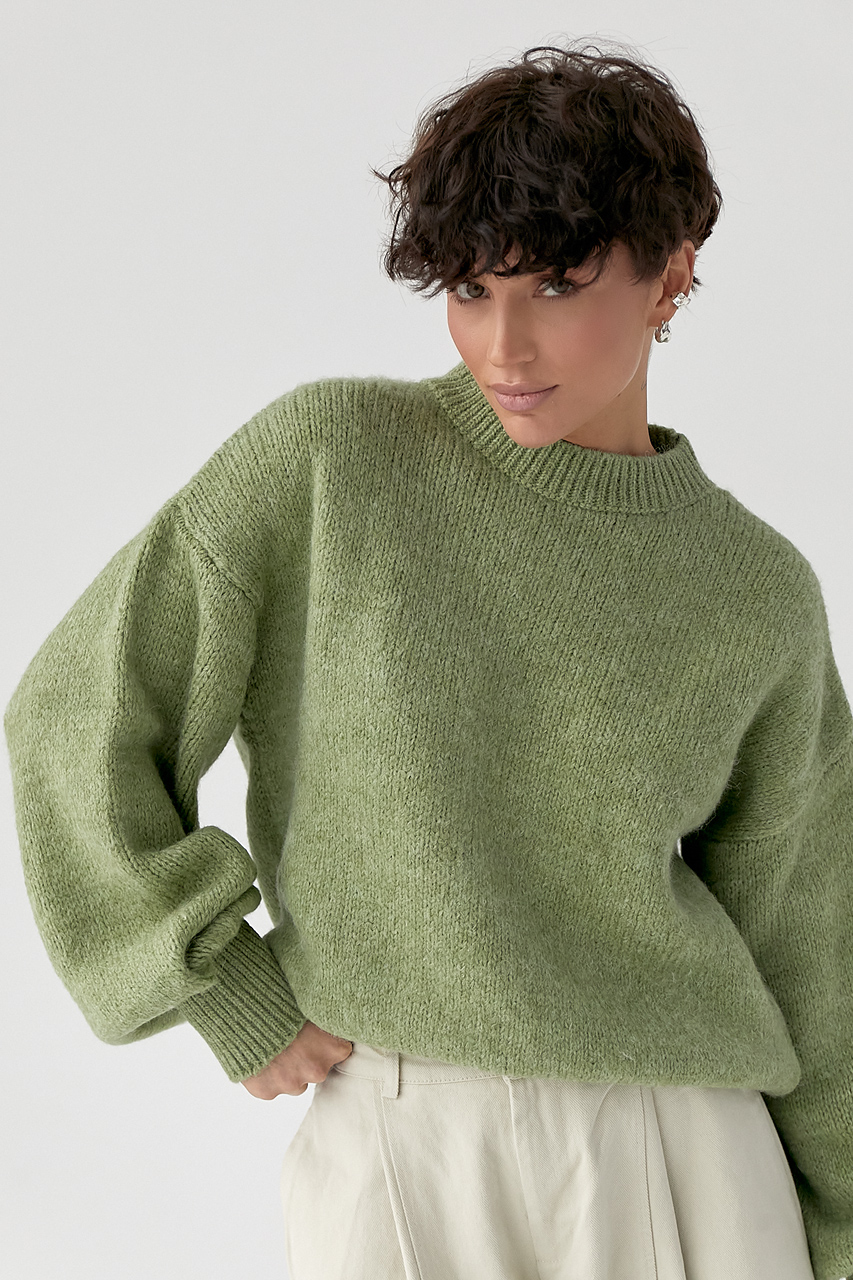 В'язана кофта з рукавами-ліхтариками