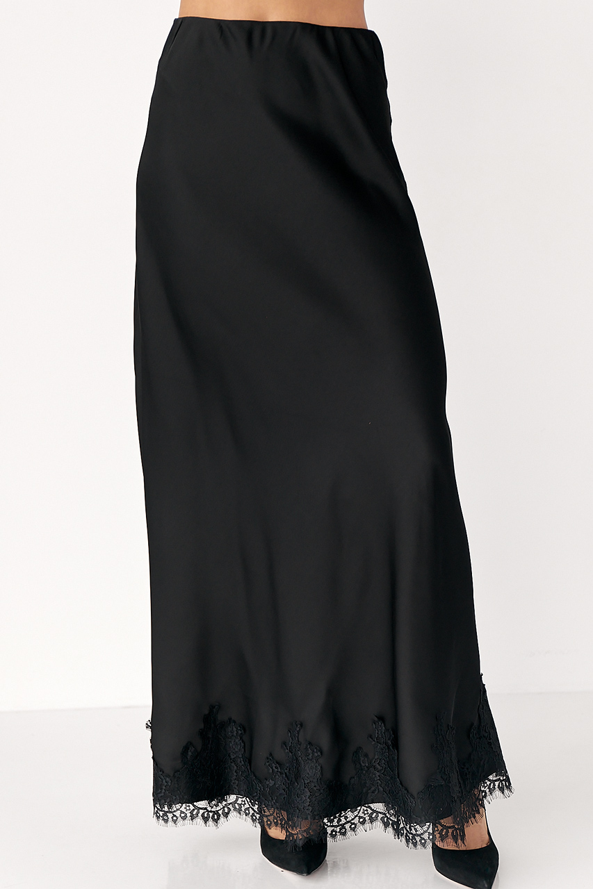 Сатинова спідниця з мереживом LX-10718109 Сатинова спідниця з мереживом LX-10718109
