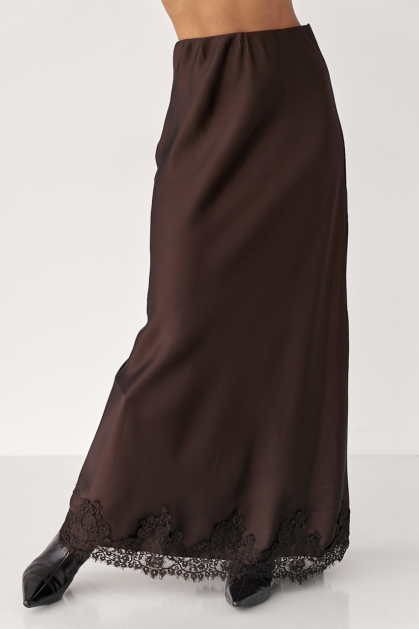 Сатинова спідниця з мереживом  LX-10718128