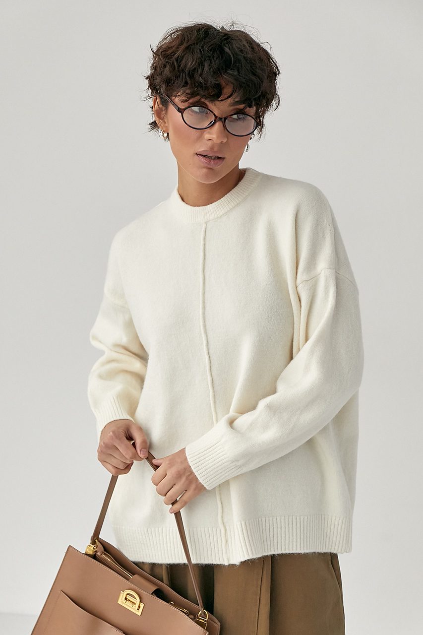 В'язана вільна кофта з декоративним швом