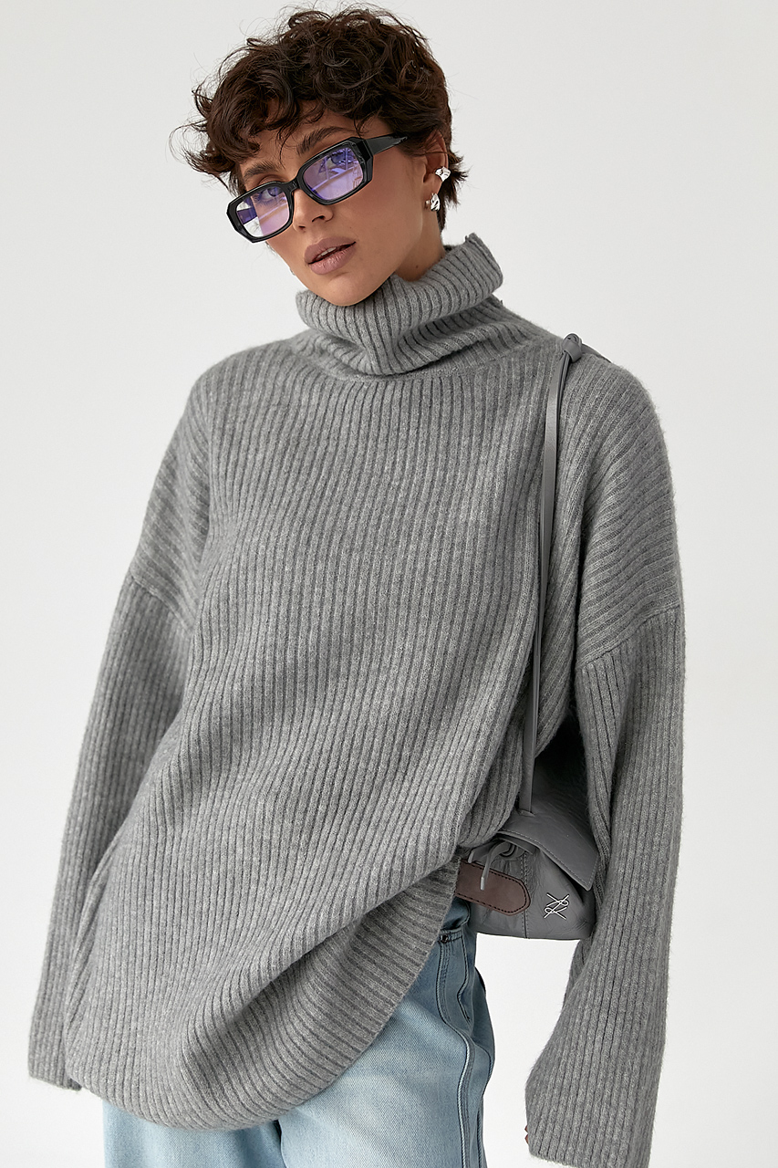 Тепла в'язана туніка в рубчик LX-10718910 Тепла в'язана туніка в рубчик LX-10718910