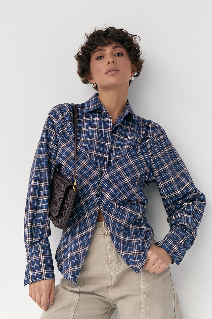 Сорочка в клітинку з акцентом на талію  LX-10719023