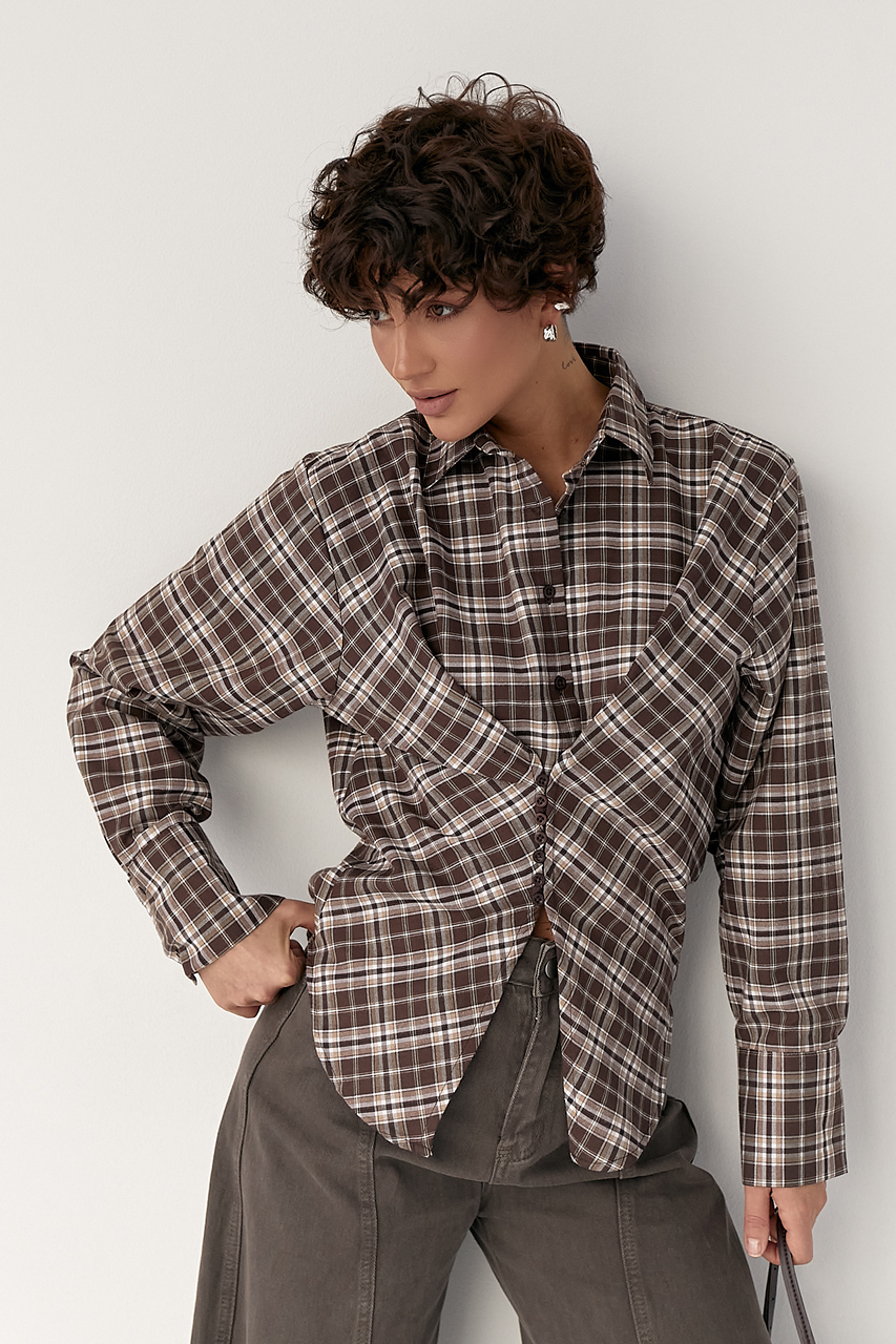 Сорочка в клітинку з акцентом на талію  LX-10719028