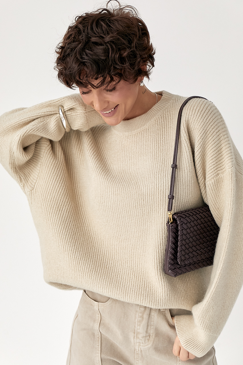 В'язана тепла однотонна кофта  LX-10719426