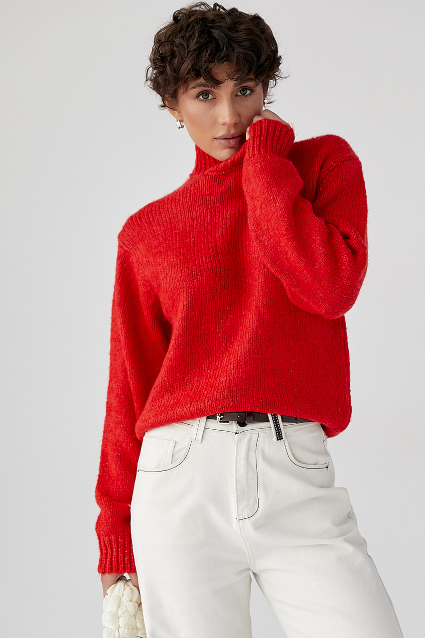 Короткий светр з горловиною-стійкою  LX-10719821