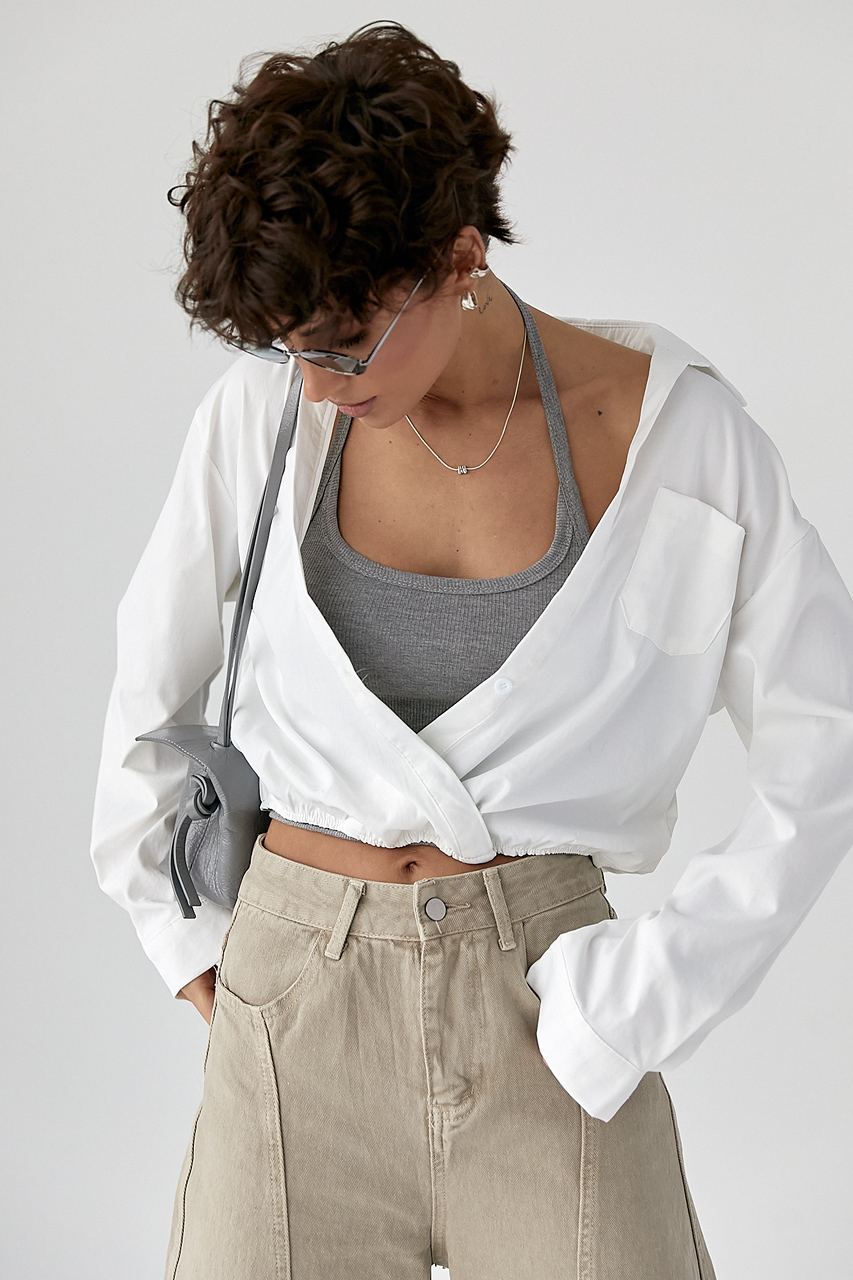 Коротка сорочка у комплекті з майкою в рубчик  LX-10719901