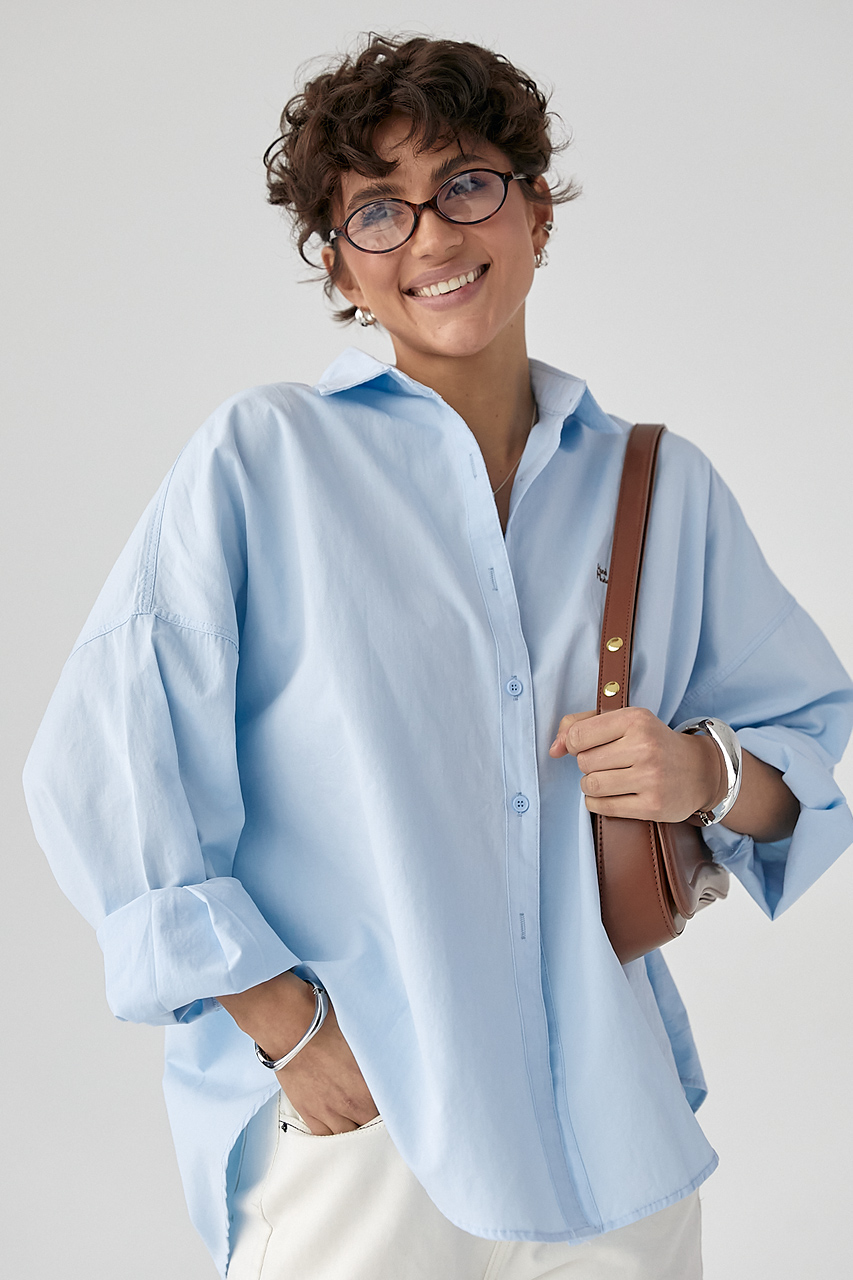 Котонова сорочка з вишитим написом LX-10720212 Котонова сорочка з вишитим написом LX-10720212