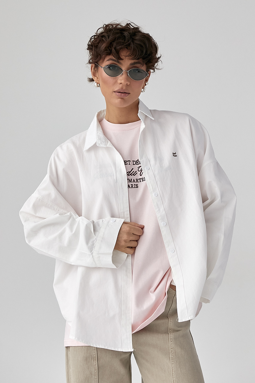 Котонова сорочка з вишитим написом  LX-10720247