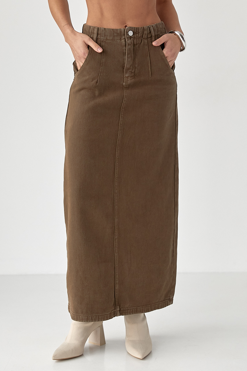 Котонова довга спідниця з розрізом