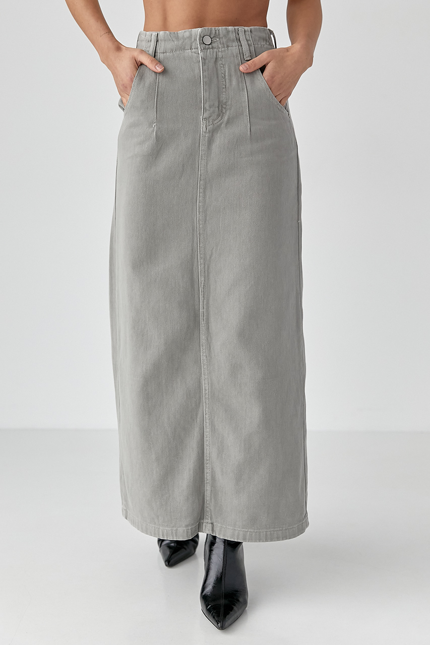 Котонова довга спідниця з розрізом