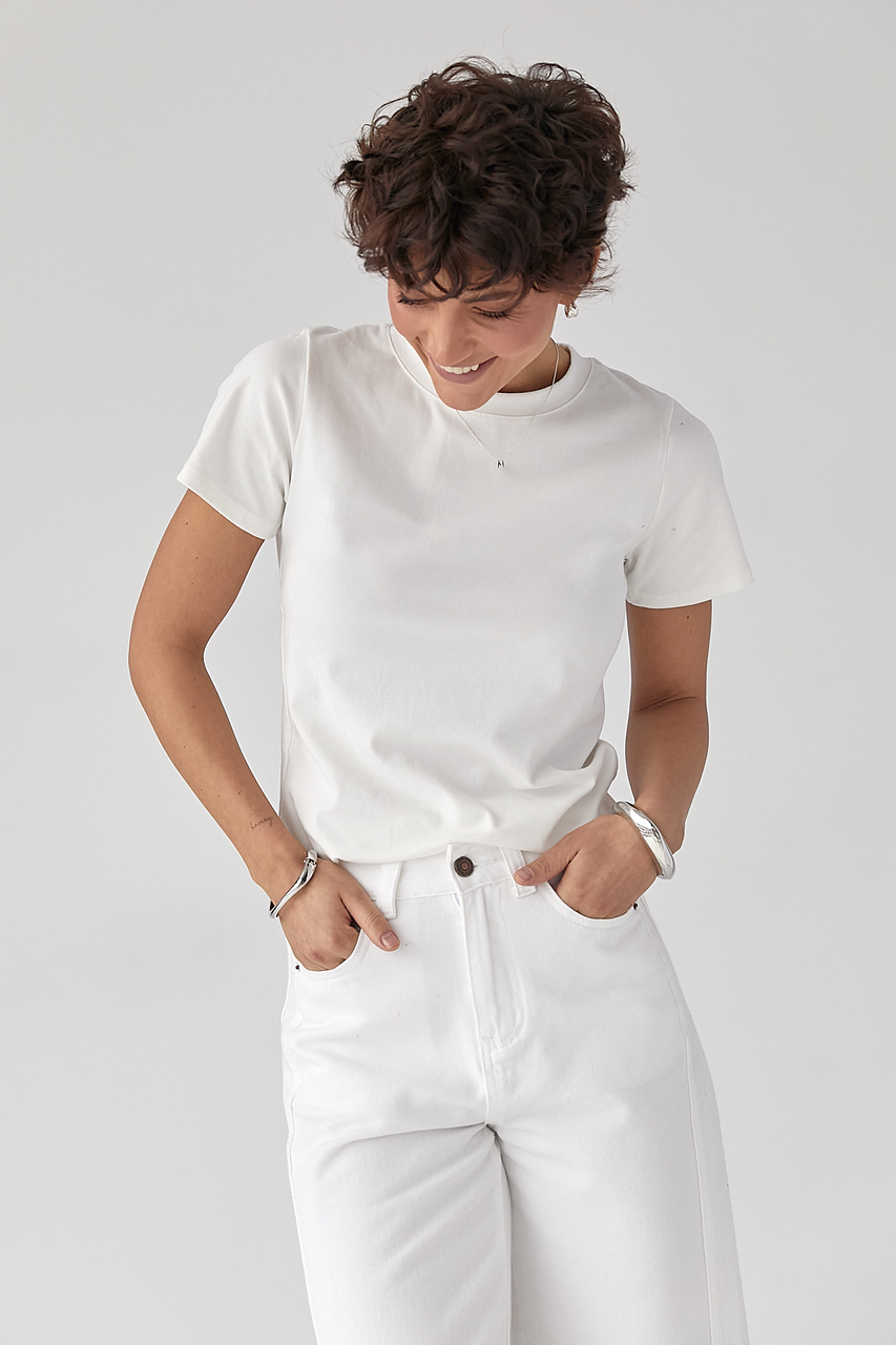 Однотонна жіноча еластична футболка