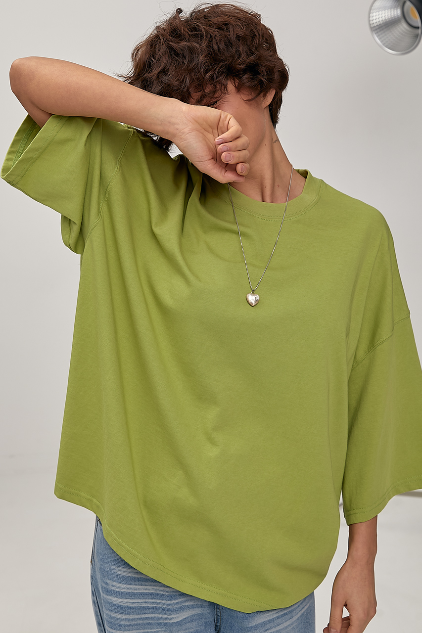 Жіноча футболка оверсайз із декоративним швом на спині  LX-10721532