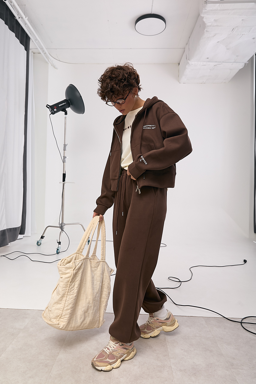 Спортивний костюм вільного фасону з вишитим написом  LX-10721728