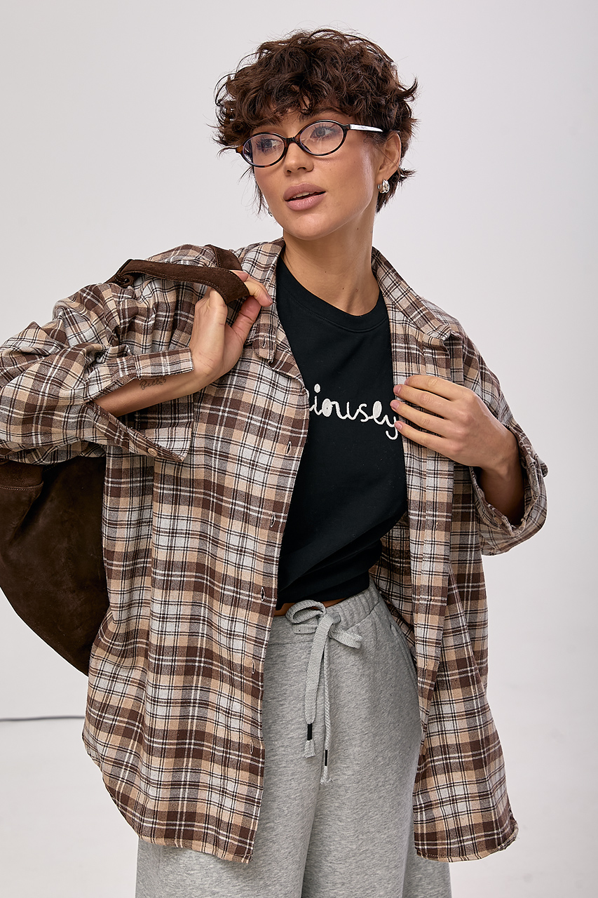 Картата сорочка з подовженою спинкою  LX-10722128