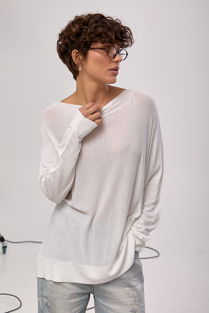 Прозорий вільний лонг із горловиною-човником  LX-10722547