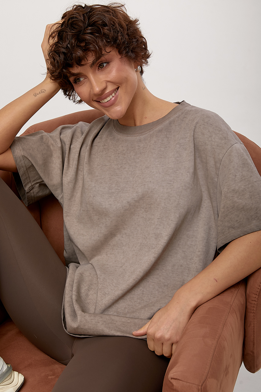 Футболка вільного фасону з ефектом тай-дай  LX-10723415