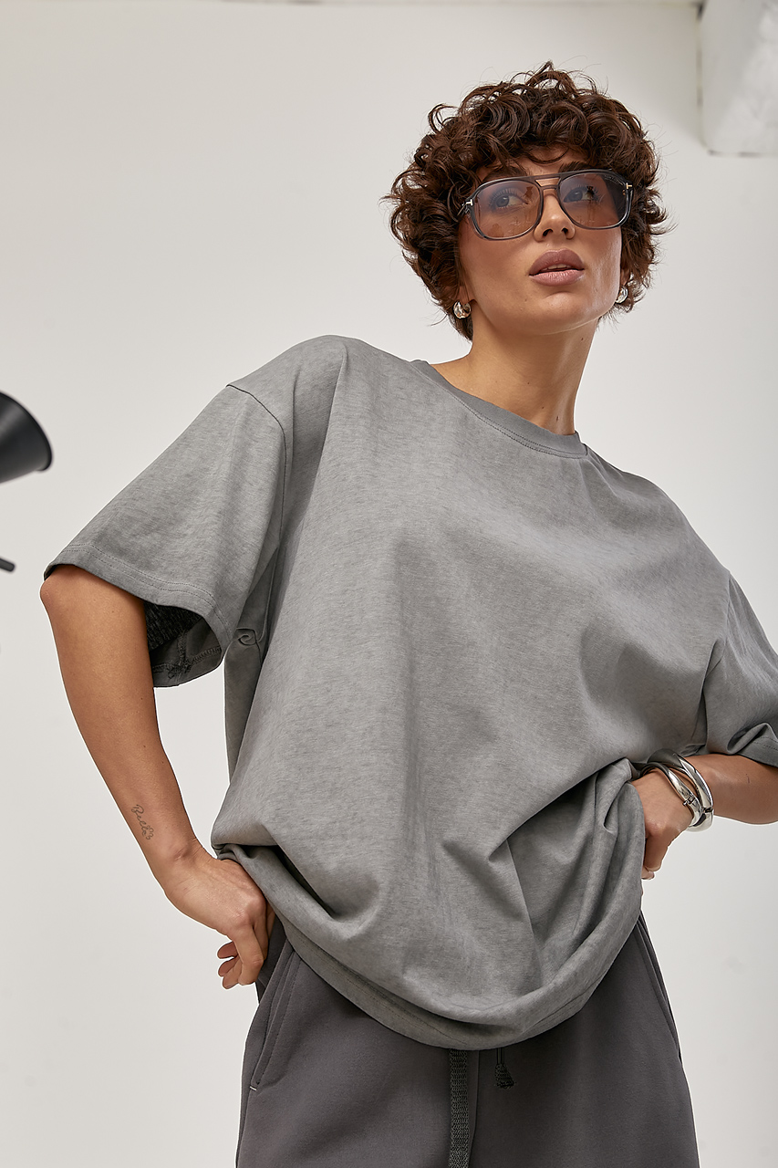 Футболка вільного фасону з ефектом тай-дай  LX-10723410