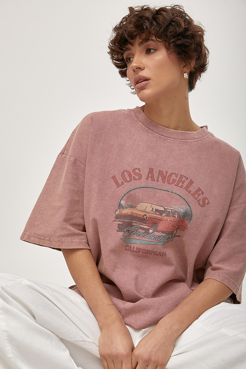 Футболка в стилі тай-дай із принтом авто  LX-10724307