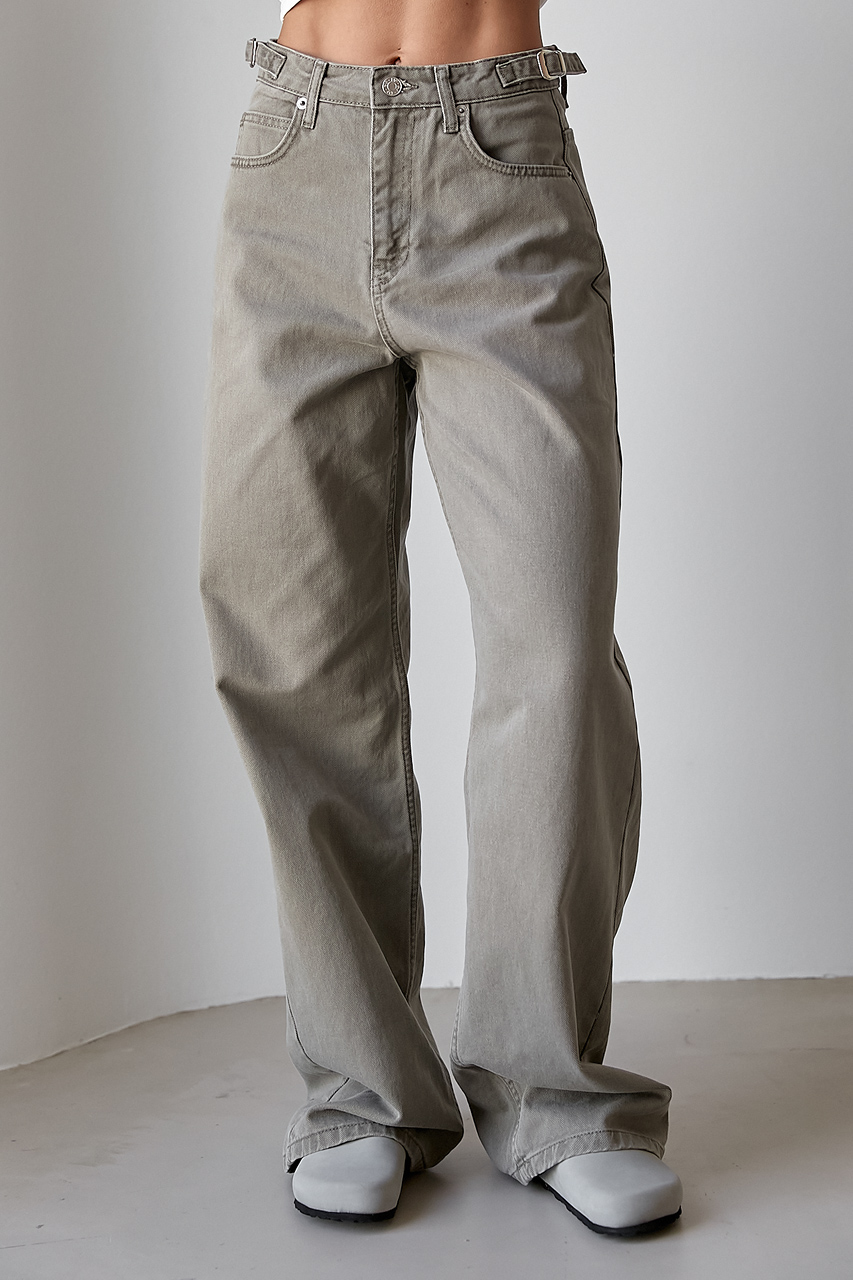 Широкі джинси Palazzo із затяжками на поясі  LX-10724810