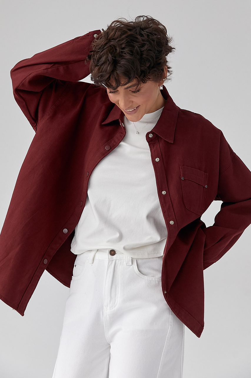 Вільна котонова сорочка на кнопках  LX-10725108