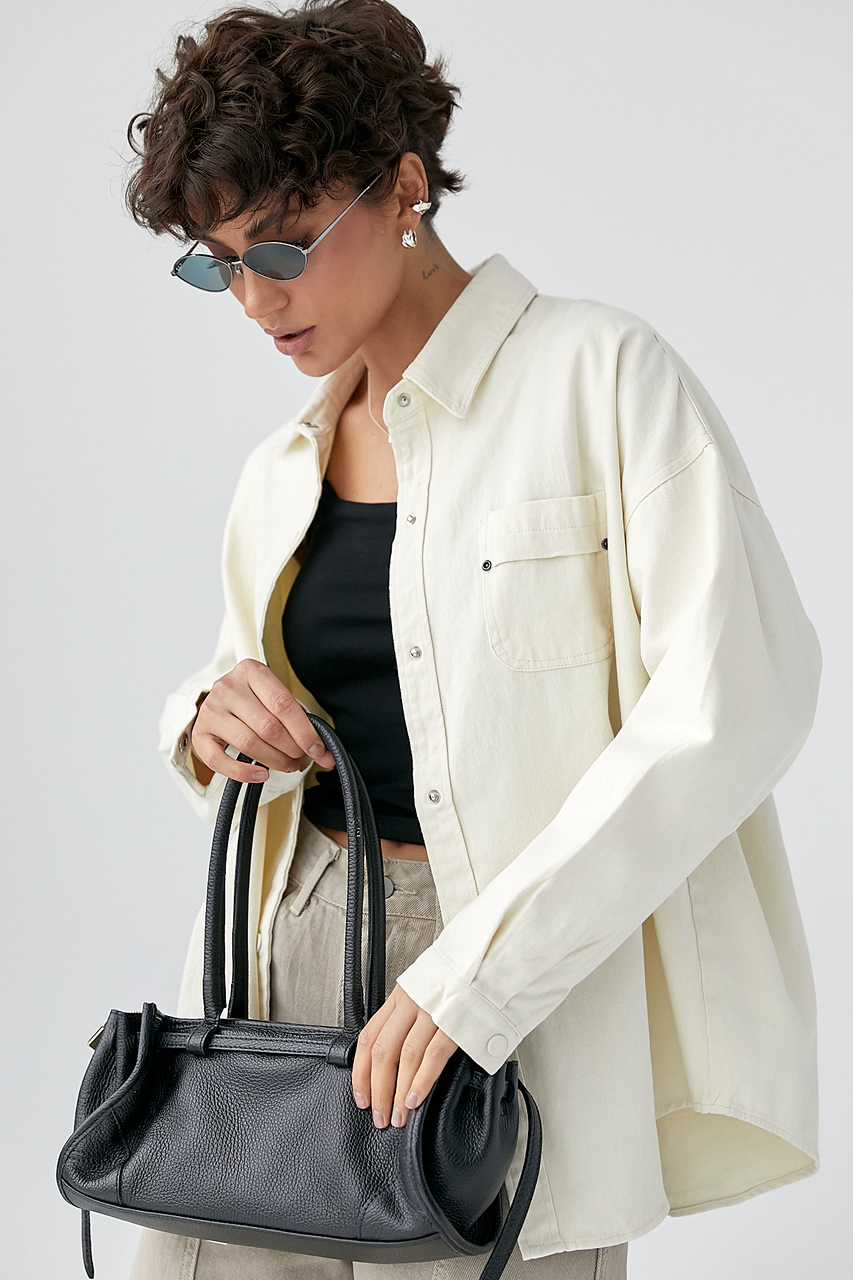 Вільна котонова сорочка на кнопках  LX-10725119