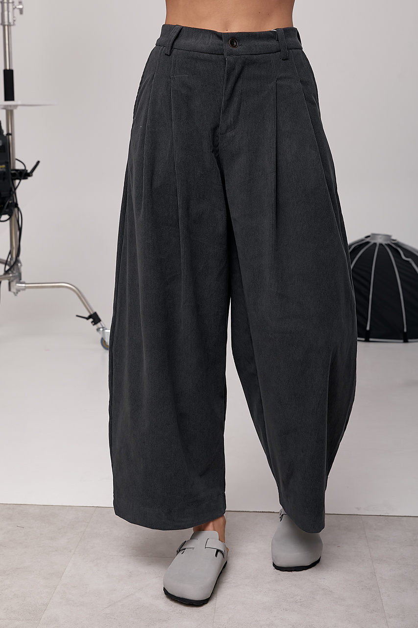 Вельветові укорочені широкі штани