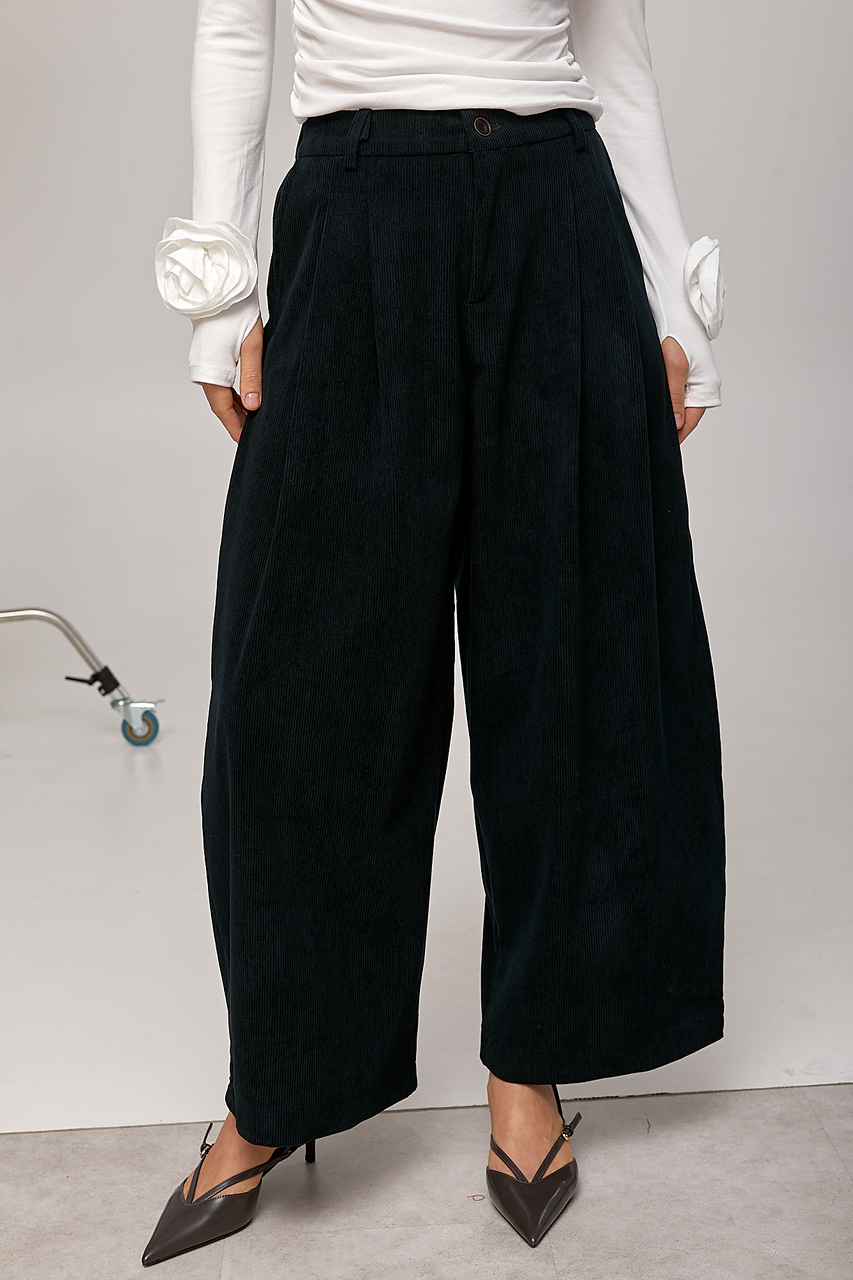 Вельветові укорочені широкі штани